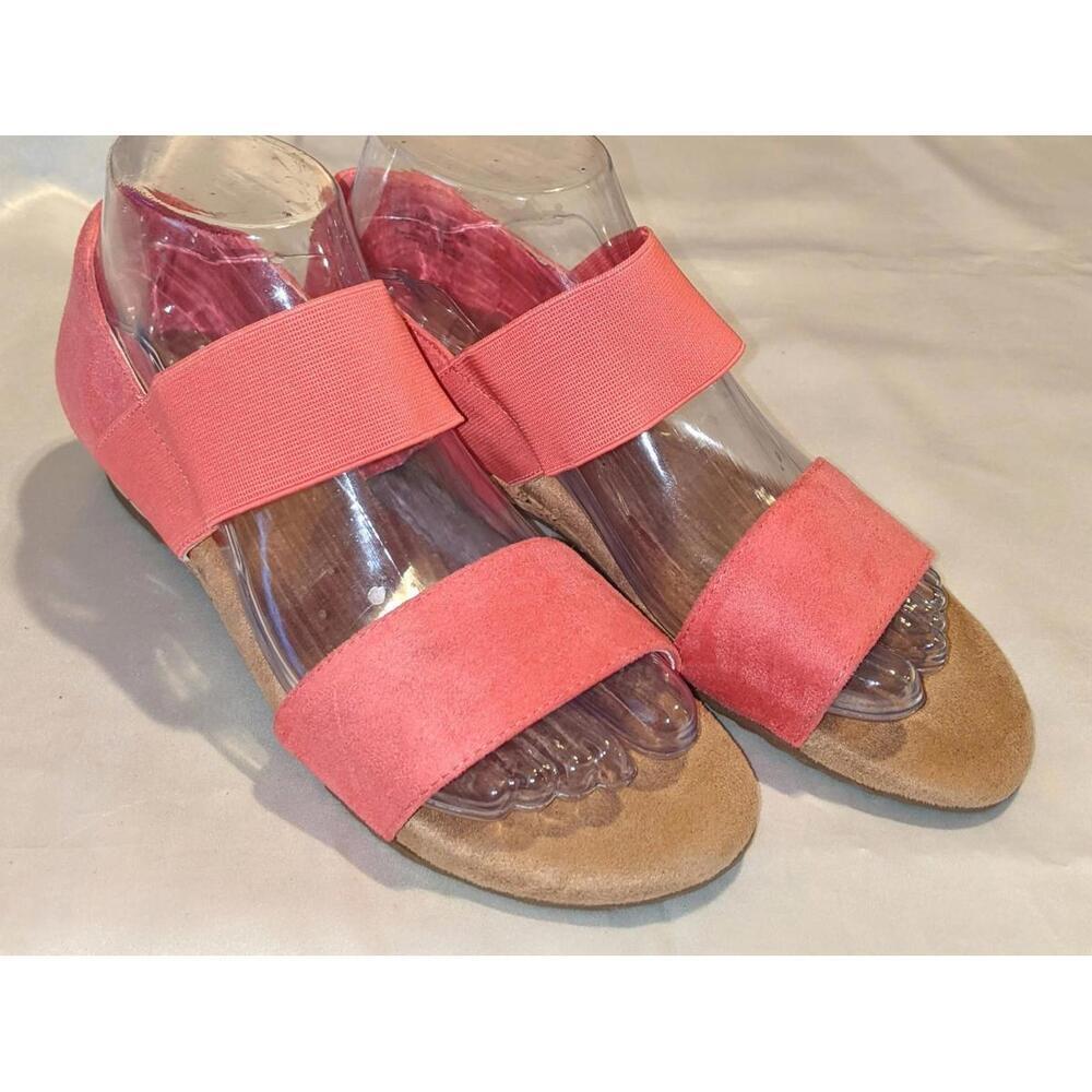 Naturalizer "Rover" Women's Coral Pink Cork Low Wedge Sandals Size 6.5 M